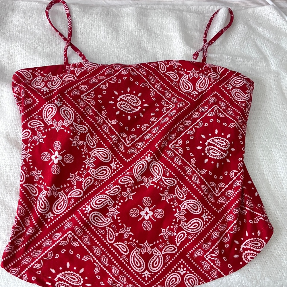 Red Bandana Print Women's Top